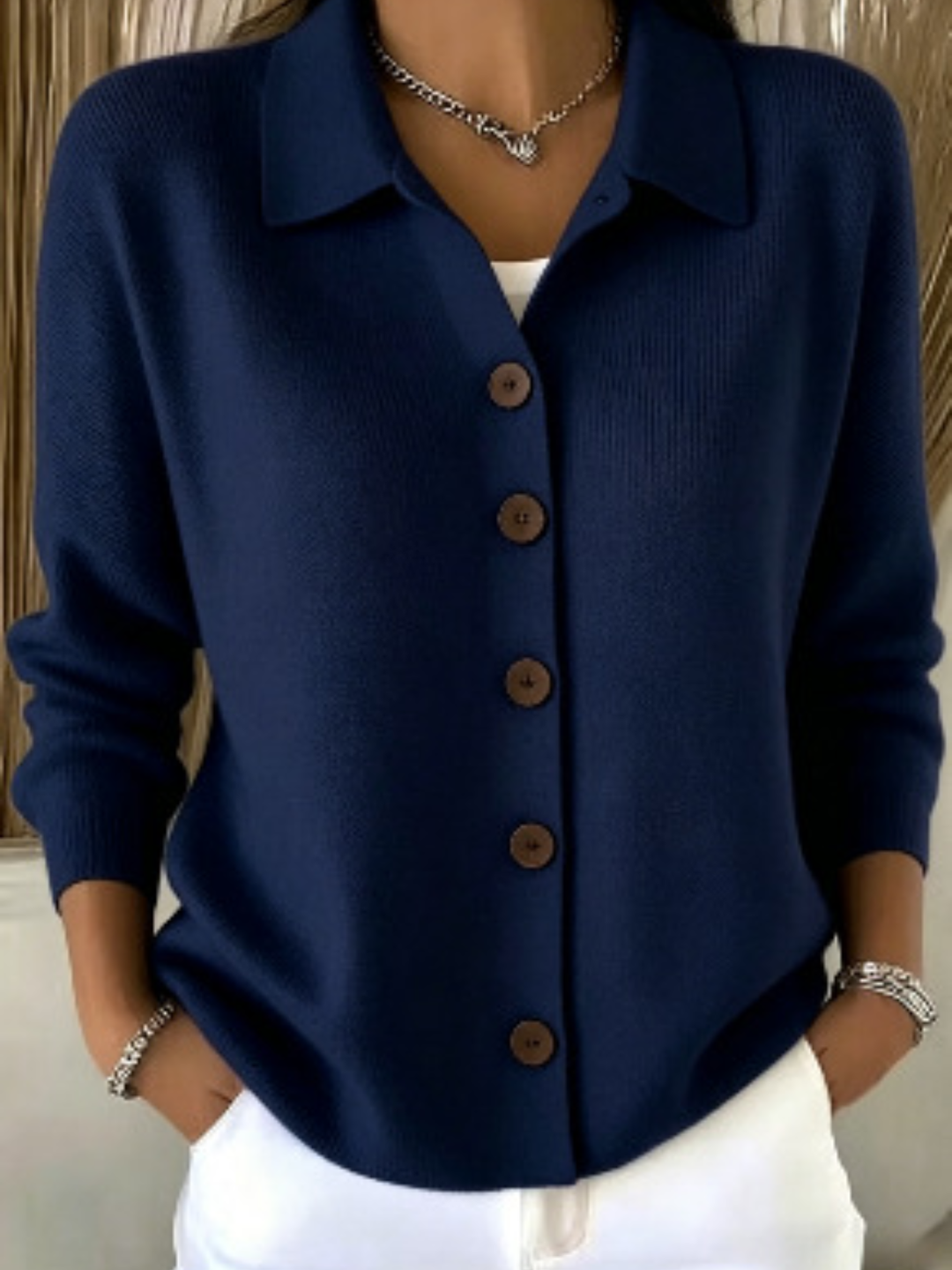 Soft Collar Button Jumper