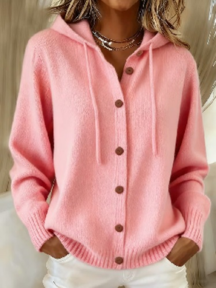 Soft Hooded Button Jumper