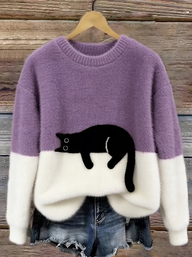 Cozy Cat Print Sweater