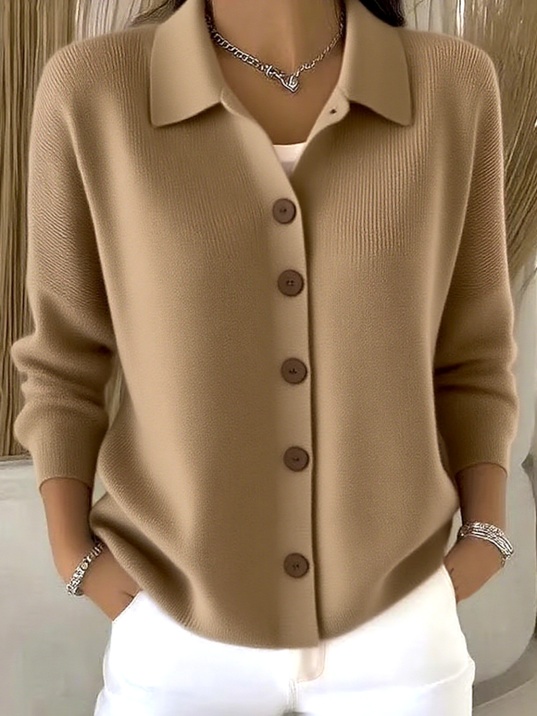 Soft Collar Button Jumper