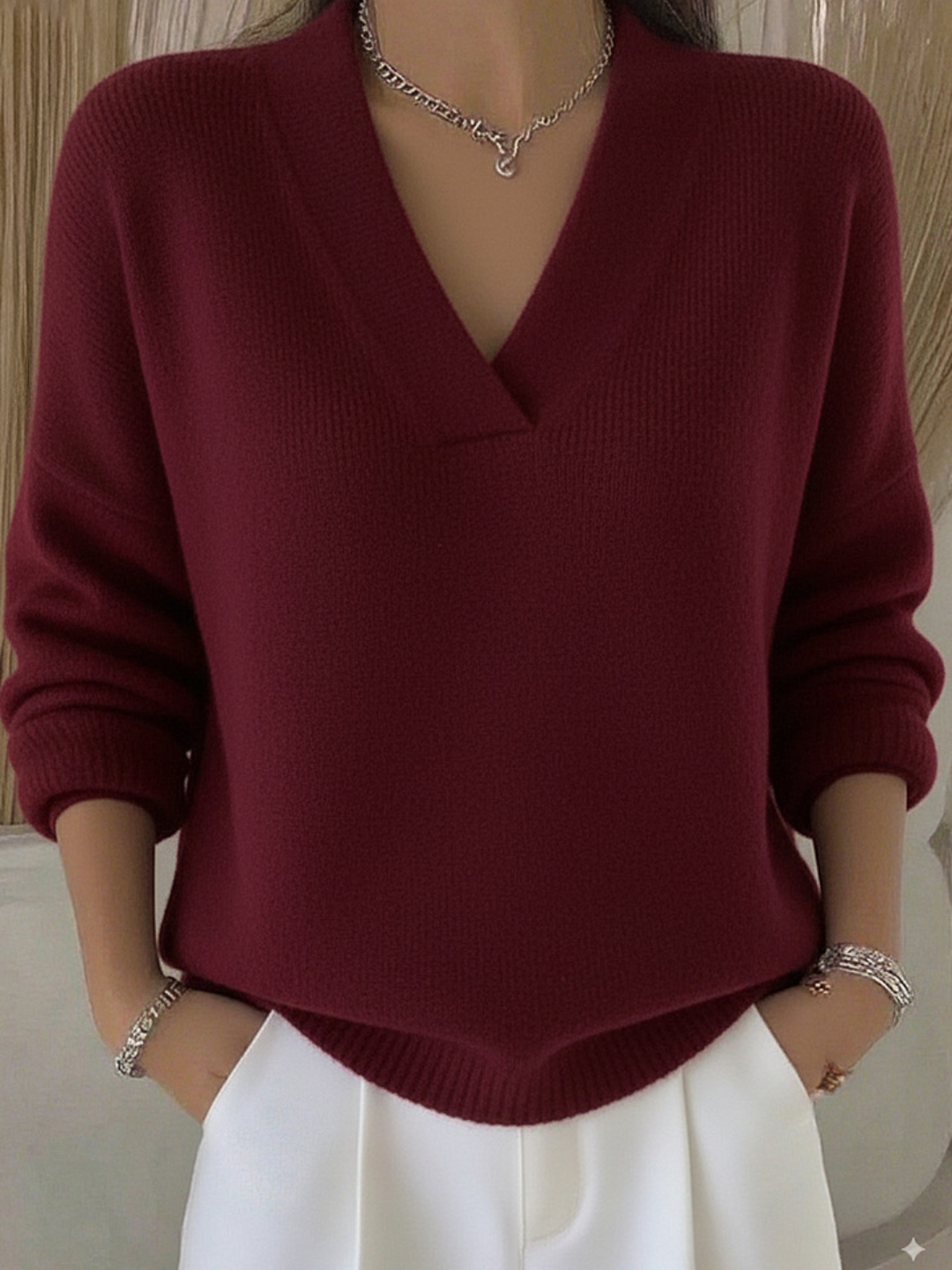 Soft Cross V-Neck Jumper