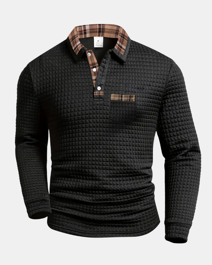 Waffle Knit Longsleeve Polo