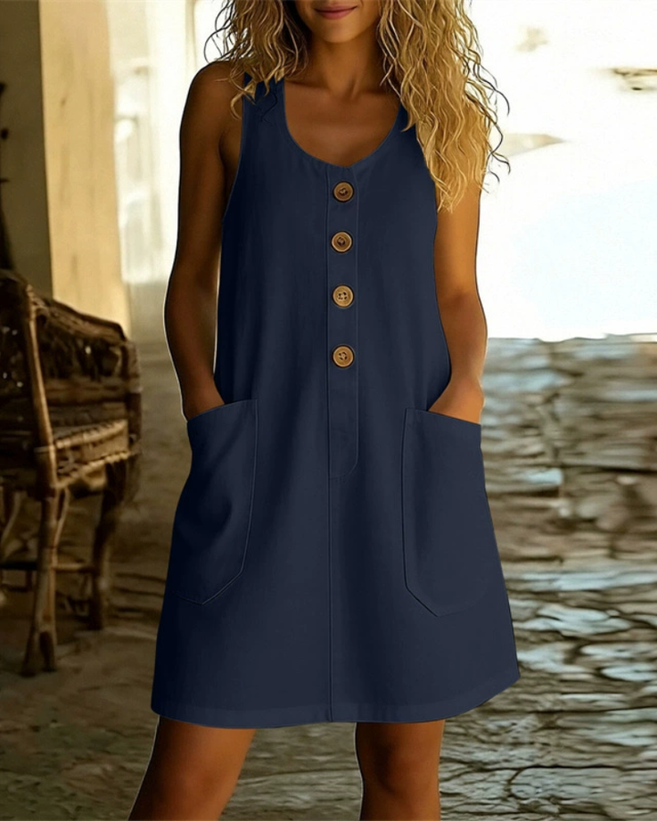 Button Pocket Summer Dress
