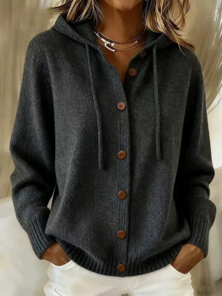 Soft Hooded Button Jumper