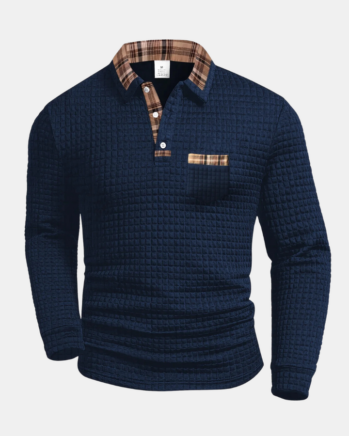 Waffle Knit Longsleeve Polo