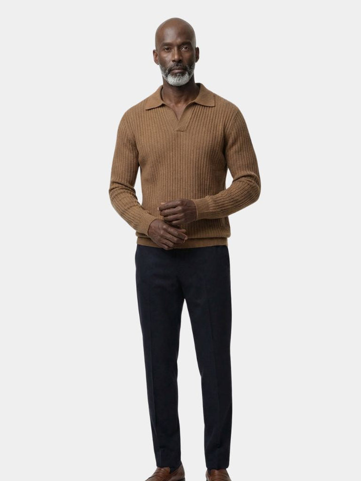 V-Neck Polo Pullover Ribbed