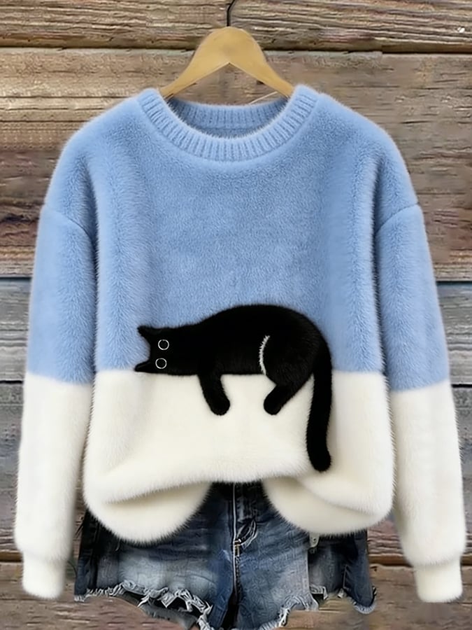 Cozy Cat Print Sweater