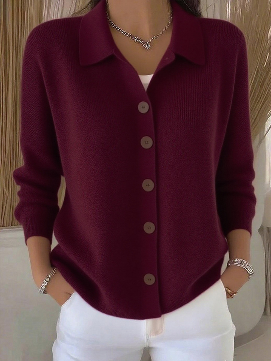 Soft Collar Button Jumper