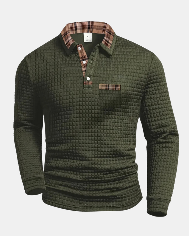 Waffle Knit Longsleeve Polo