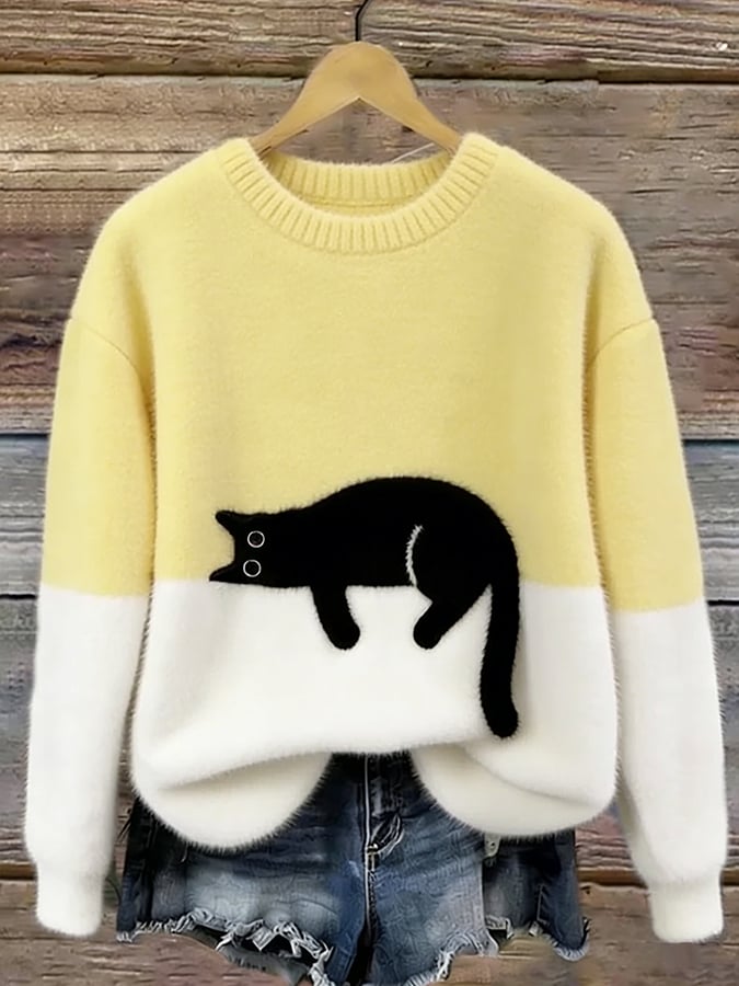 Cozy Cat Print Sweater