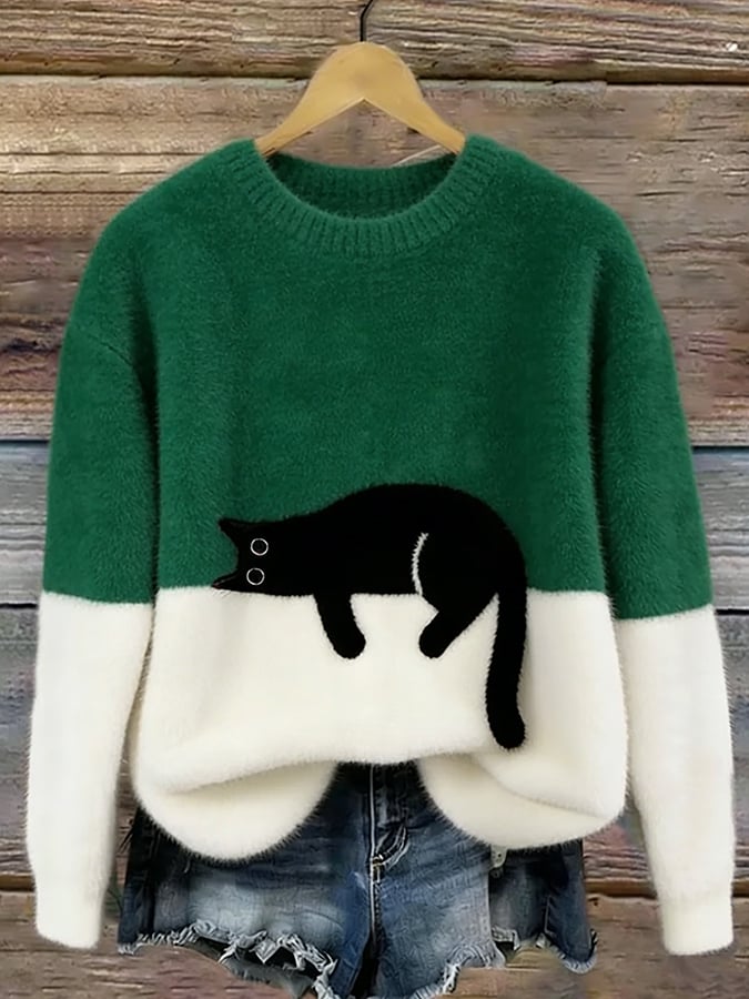 Cozy Cat Print Sweater