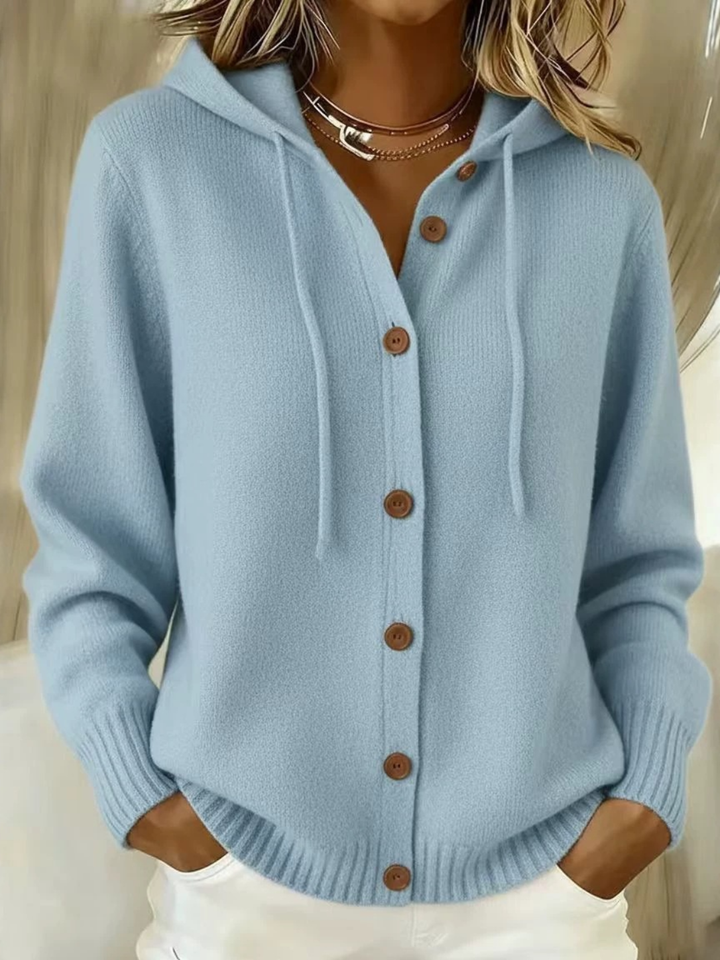 Soft Hooded Button Jumper