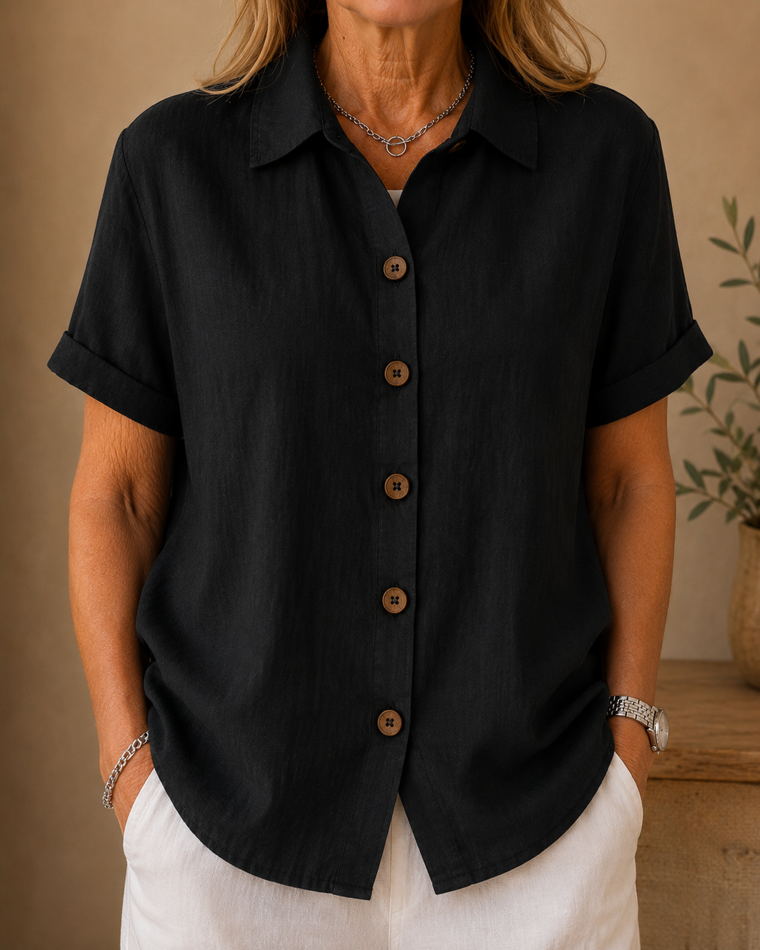 Elegant Button Front Blouse