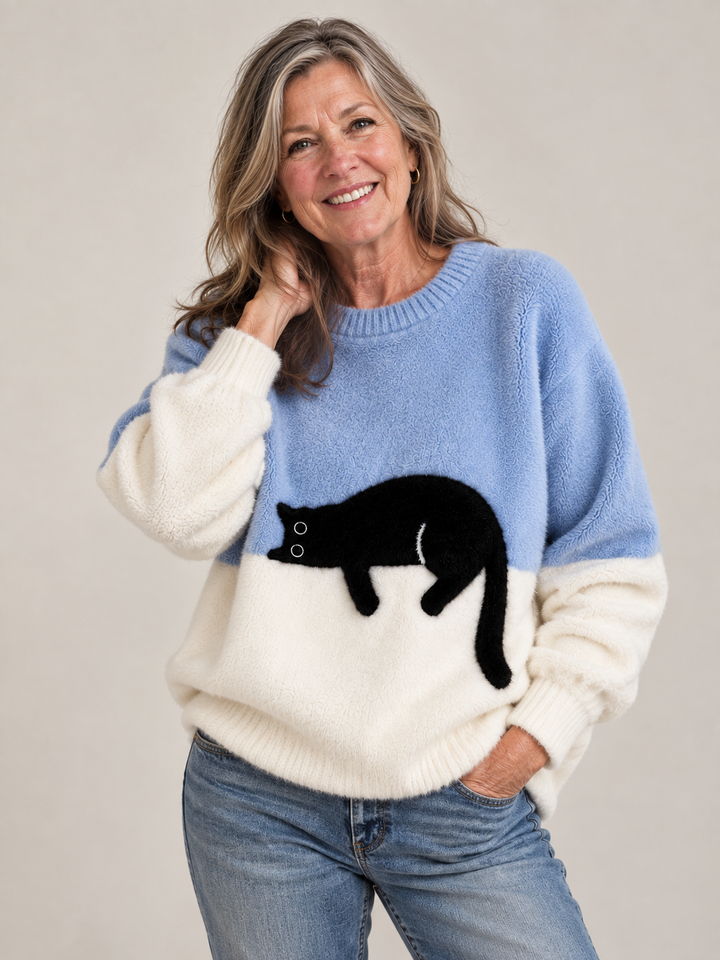 Cozy Cat Print Sweater