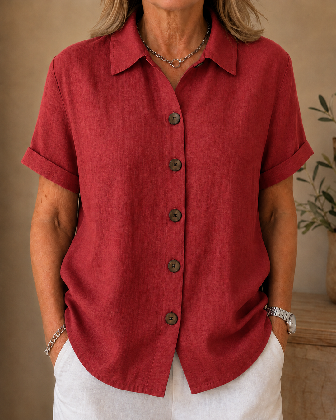 Elegant Button Front Blouse