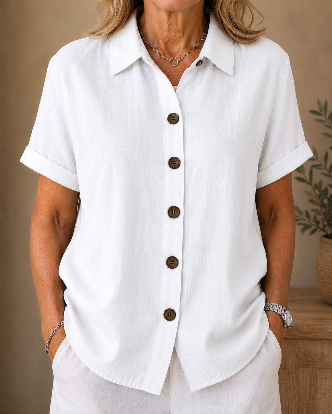 Elegant Button Front Blouse