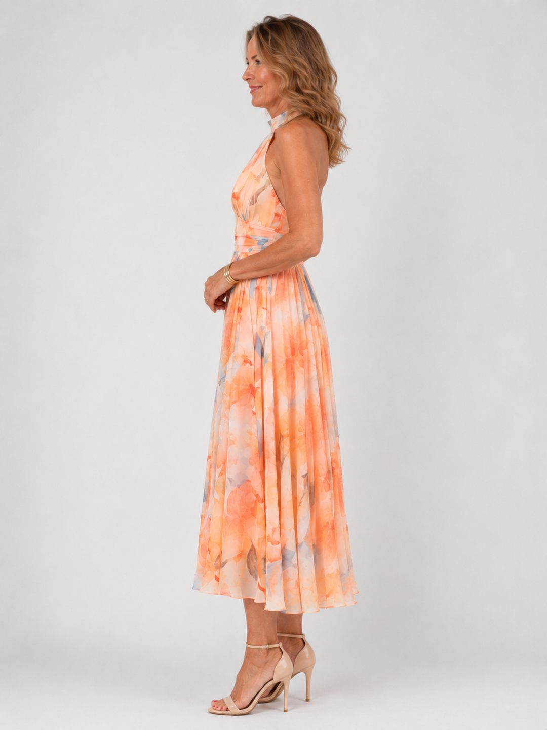 Elegant Floral Halter Dress