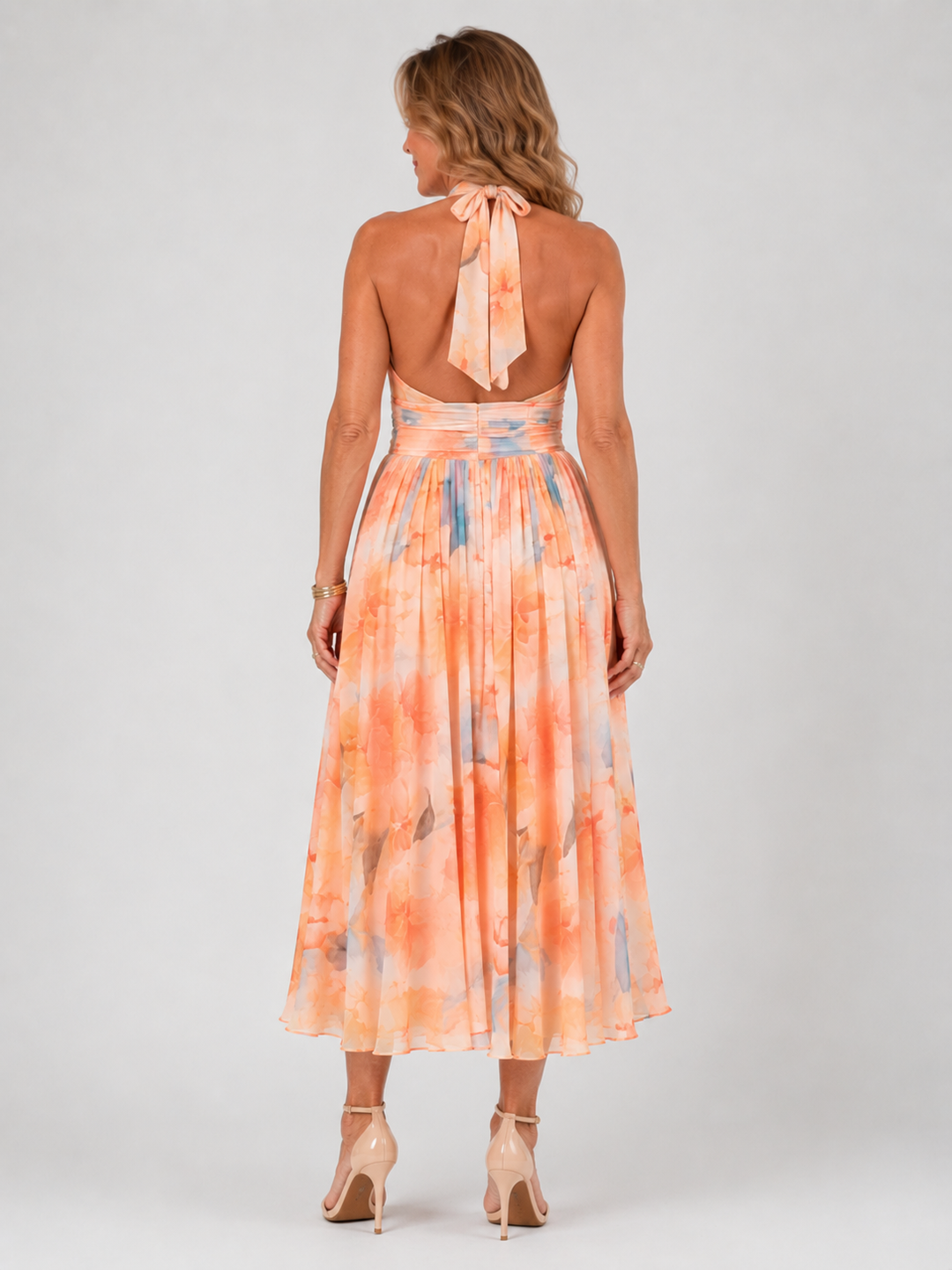Elegant Floral Halter Dress
