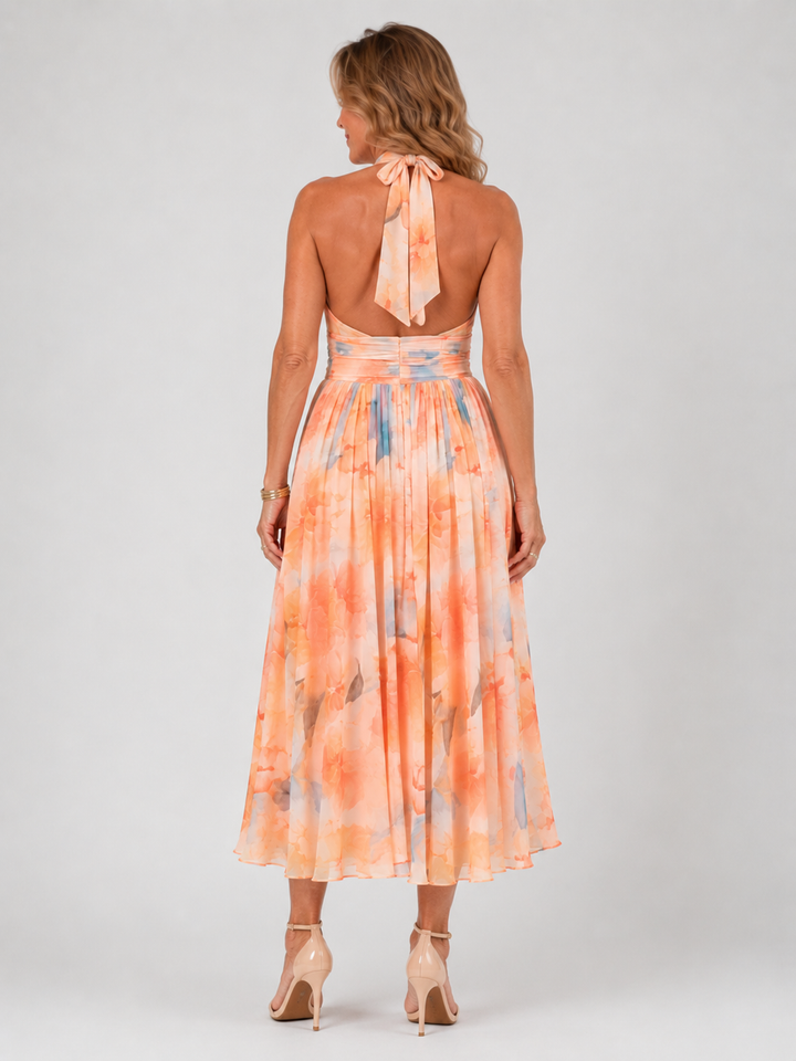Elegant Floral Halter Dress