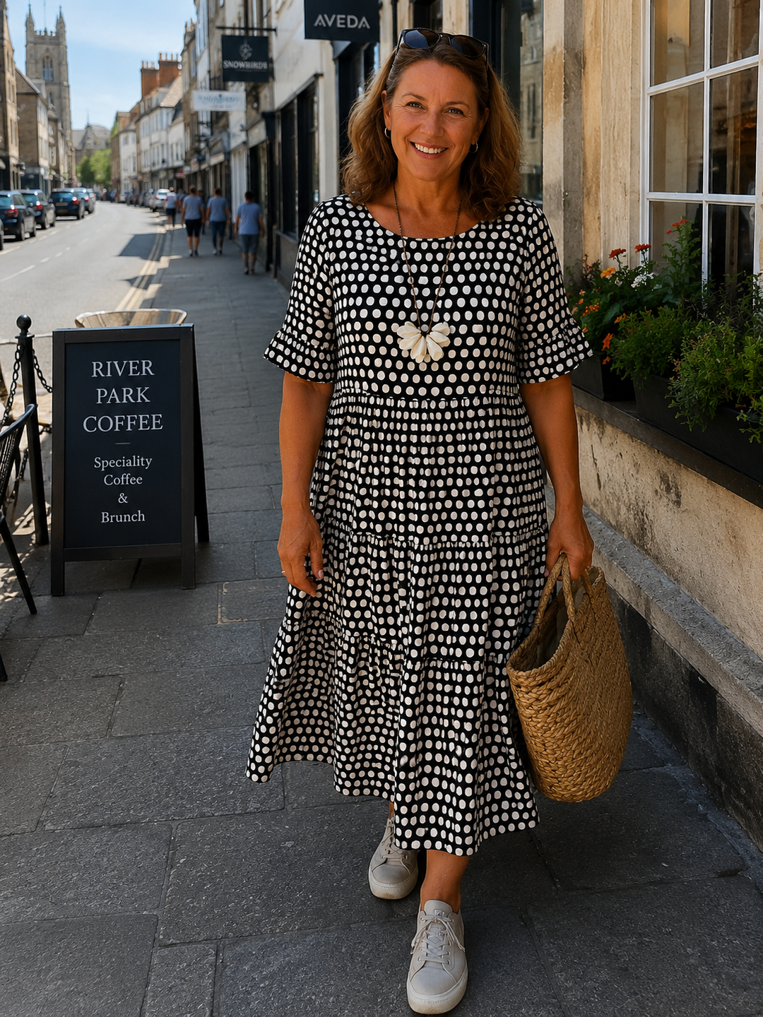 Short-Sleeve Midi Dress