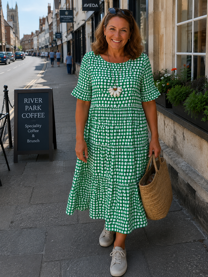 Short-Sleeve Midi Dress