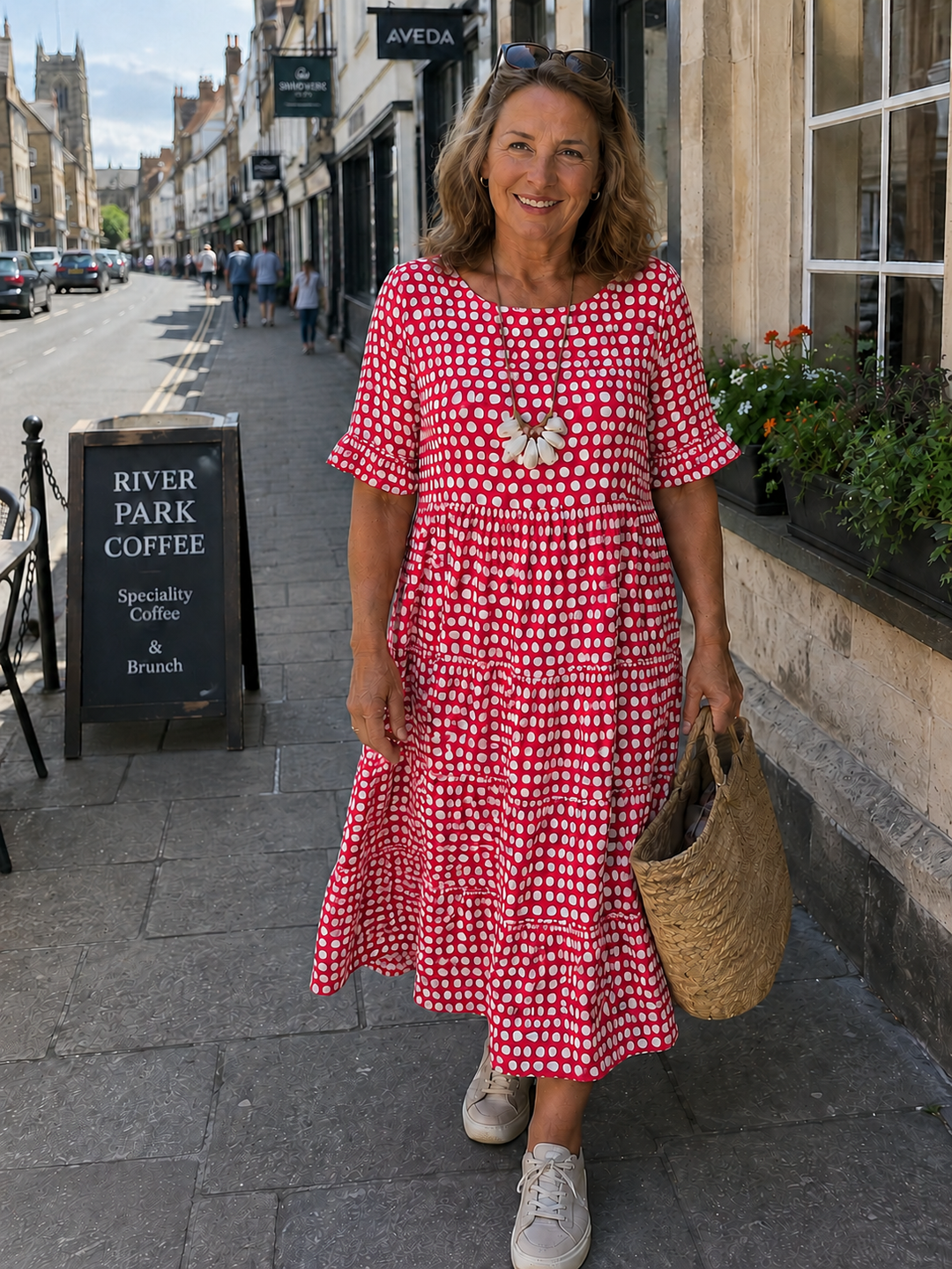 Short-Sleeve Midi Dress