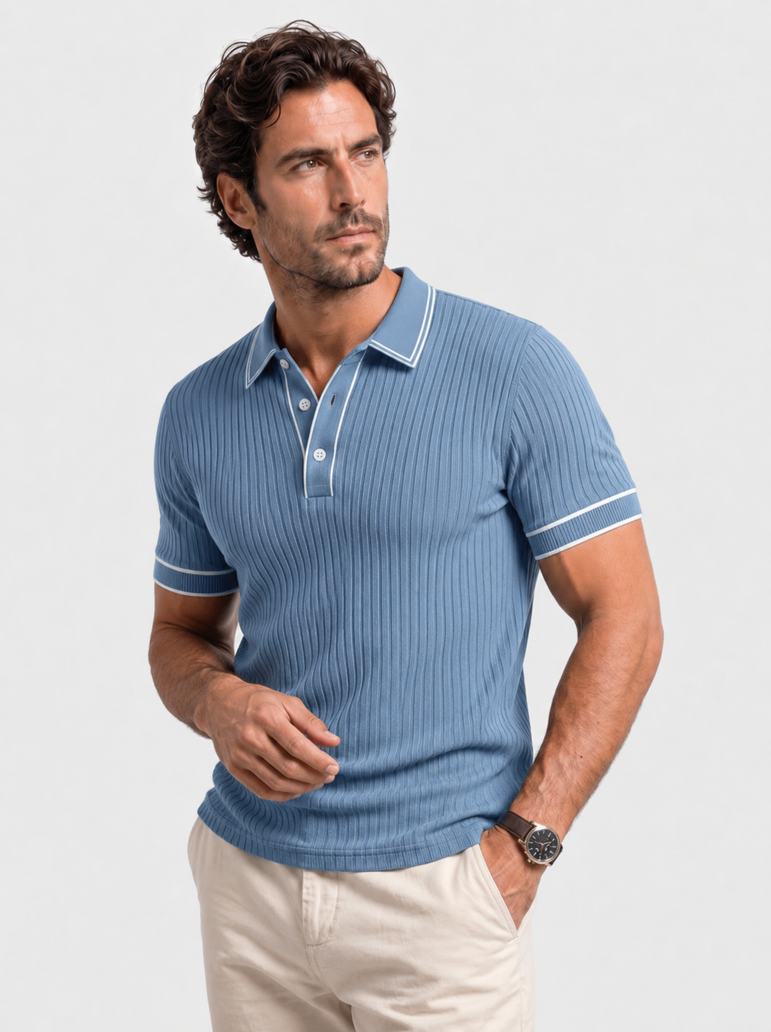 Ribbed Knit Polo