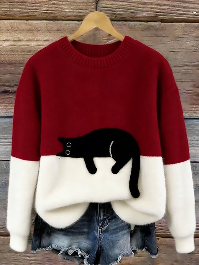Cozy Cat Print Sweater