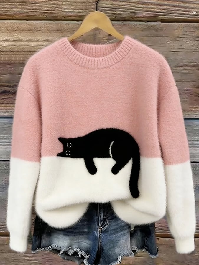 Cozy Cat Print Sweater