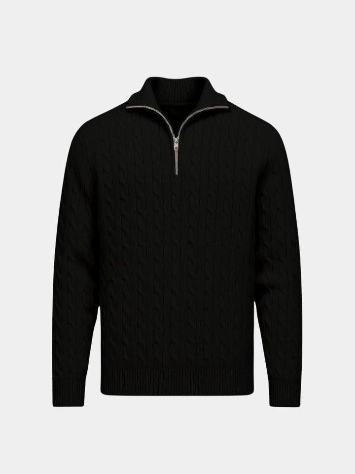 Premium Cable-Knit Zip Neck Sweater