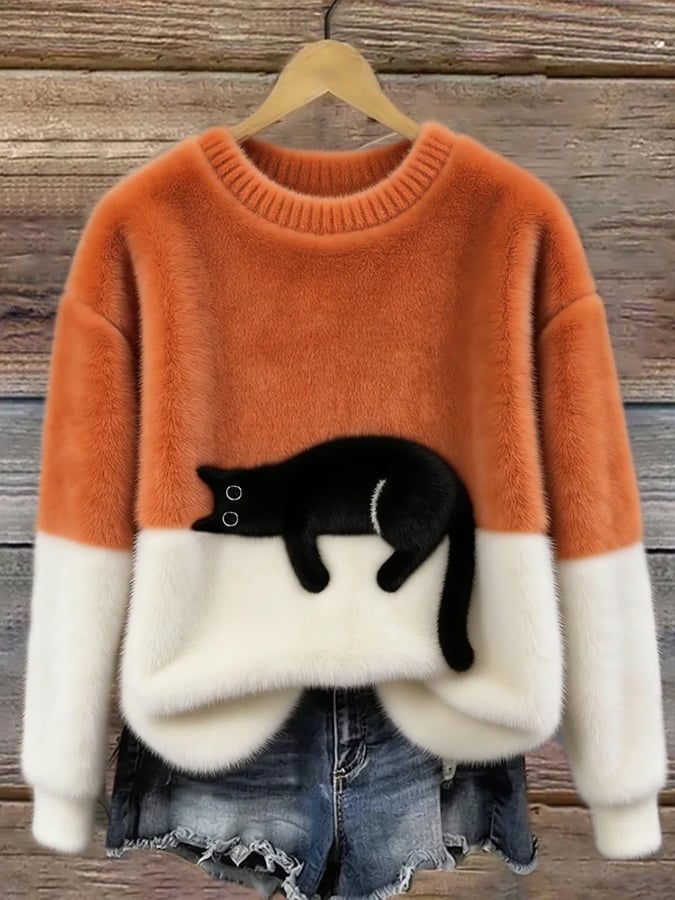 Cozy Cat Print Sweater