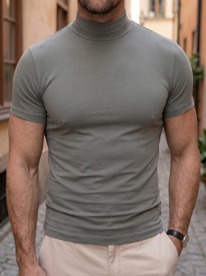 Solid Casual Turtle Neck T-Shirt