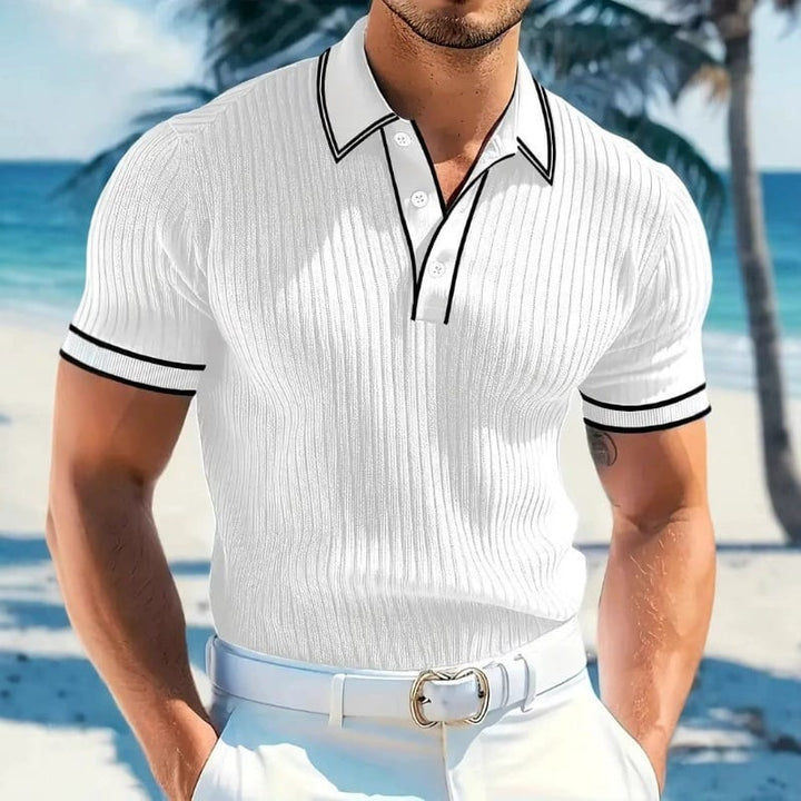 Ribbed Knit Polo