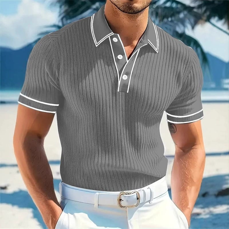 Ribbed Knit Polo