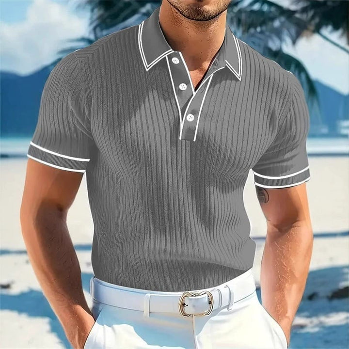 Ribbed Knit Polo