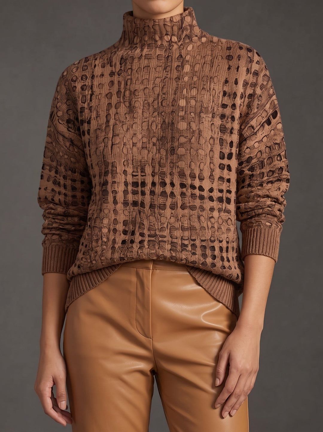 Chestnut Lattice Turtleneck