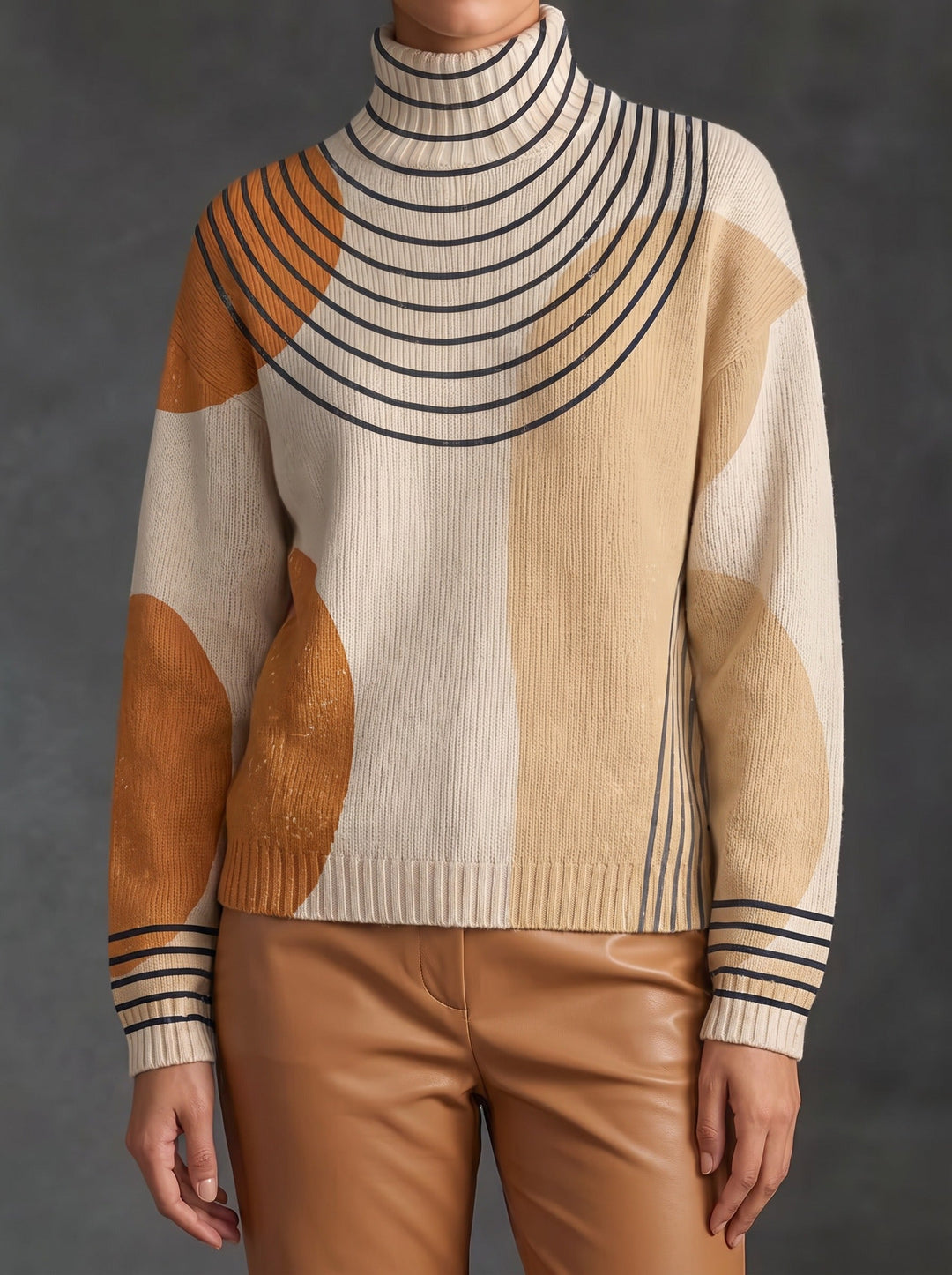 Color-Block Arc Turtleneck