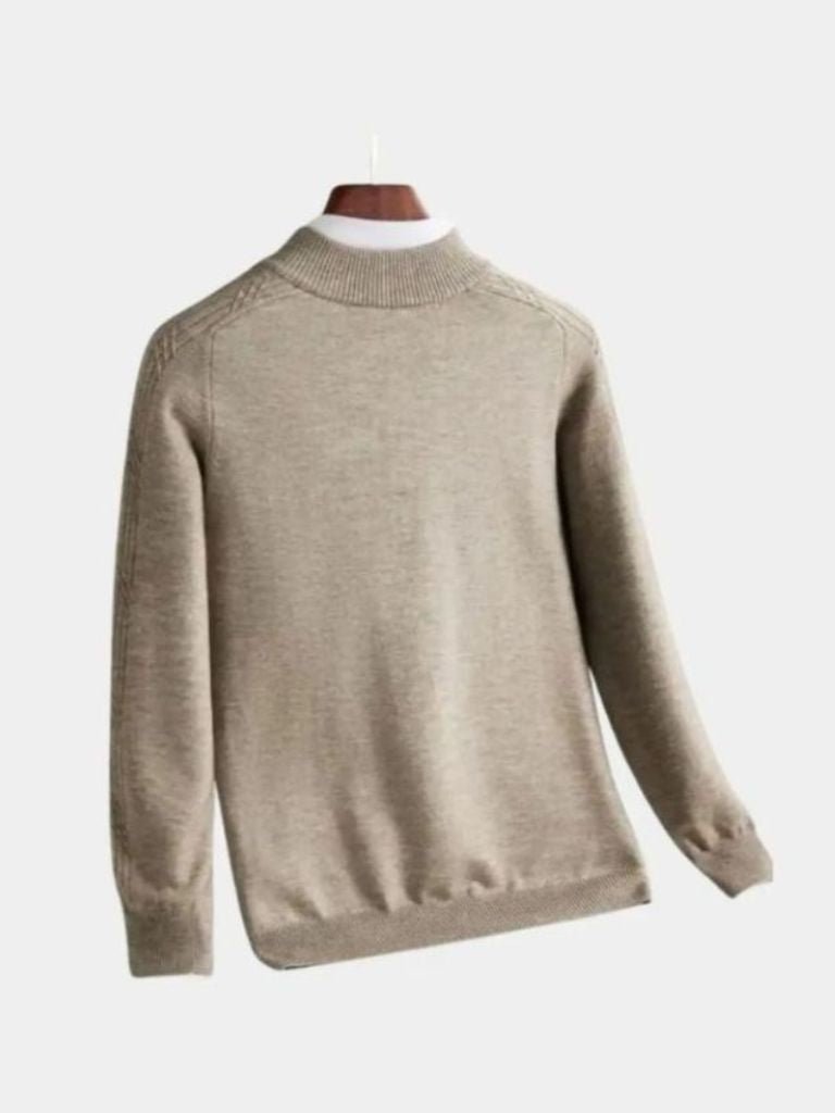 Stripe Quarter Zip Wool Sweater