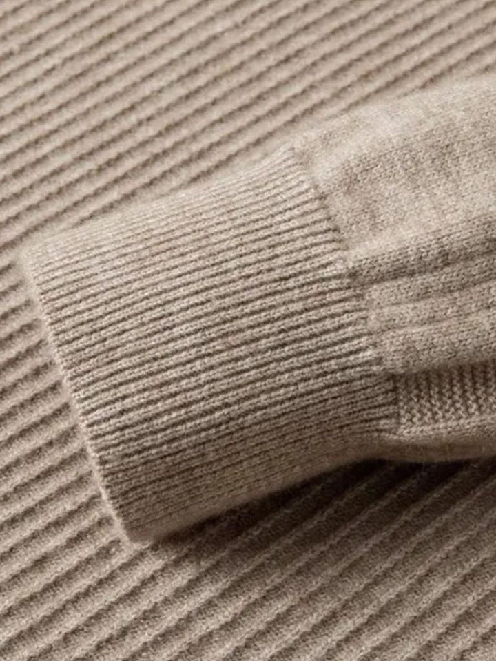 Stripe Quarter Zip Wool Sweater