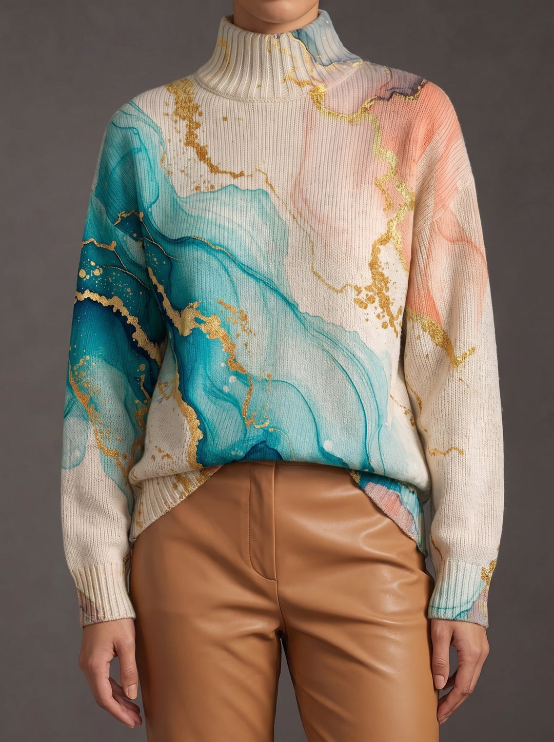Marbled Ink Turtleneck